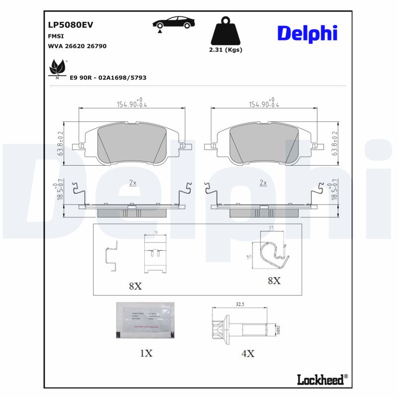 DELPHI Bremseklodser lp5080ev for VAUXHALL