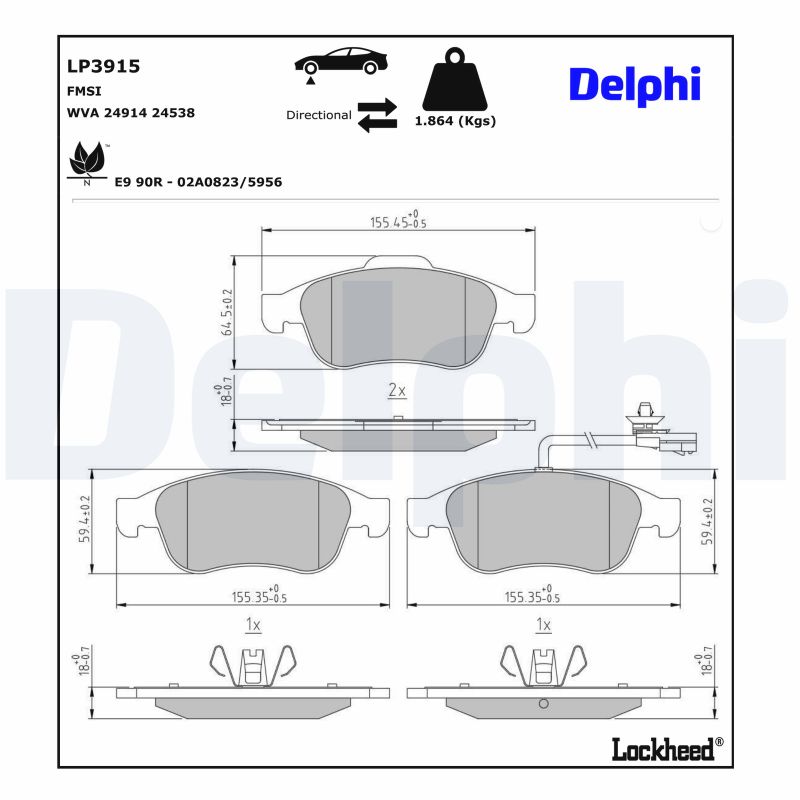 DELPHI Bremseklodser lp3915 for MERCEDES-BENZ