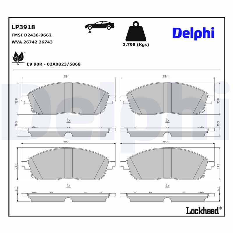 DELPHI Bremseklodser LP3918 for JEEP