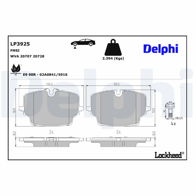 DELPHI Bremseklodser LP3925 for MINI