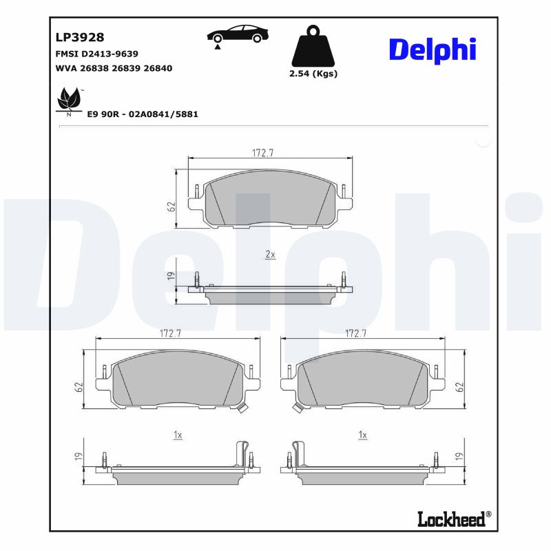 DELPHI Bremseklodser lp3928 for MITSUBISHI NISSAN RENAULT