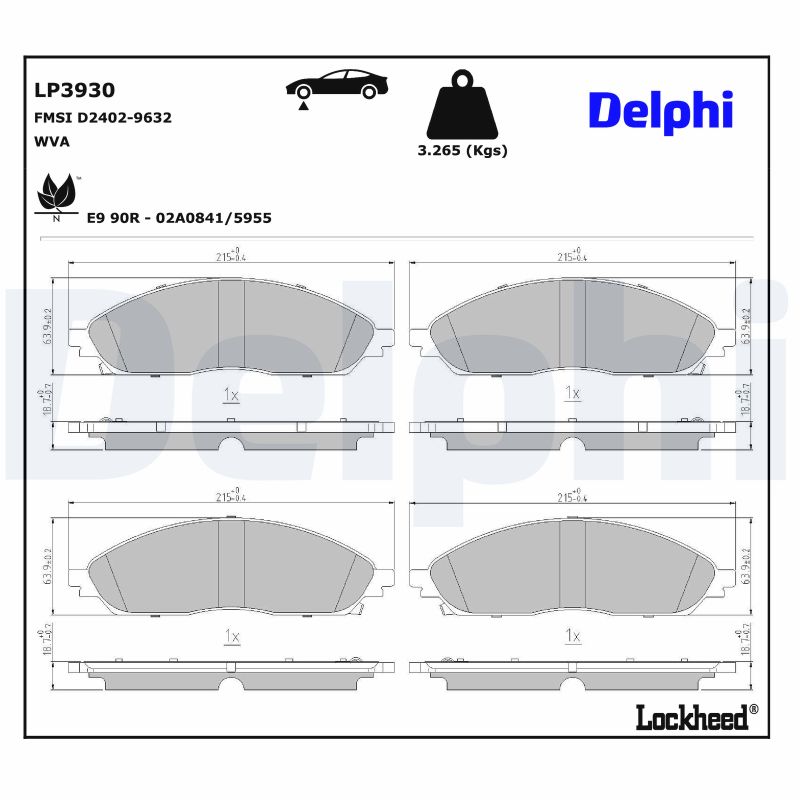 DELPHI Bremseklodser LP3930 for JEEP