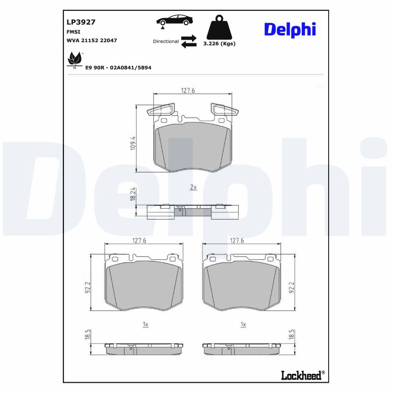 DELPHI Bremseklodser lp3927 for MERCEDES-BENZ