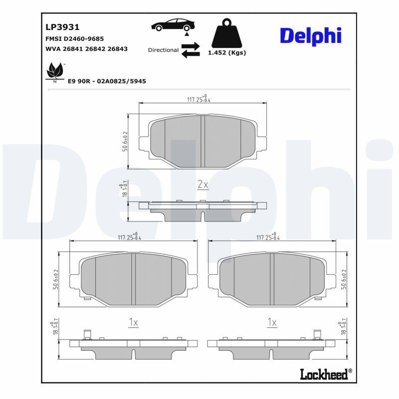 DELPHI Bremseklodser lp3931 for JEEP