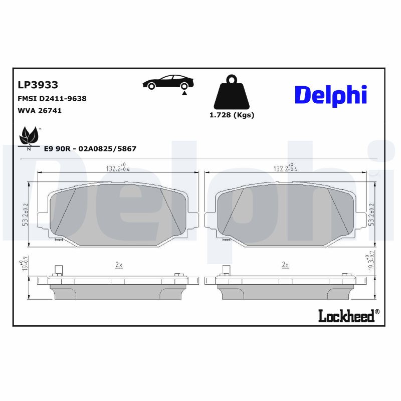 DELPHI Bremseklodser LP3933 for JEEP