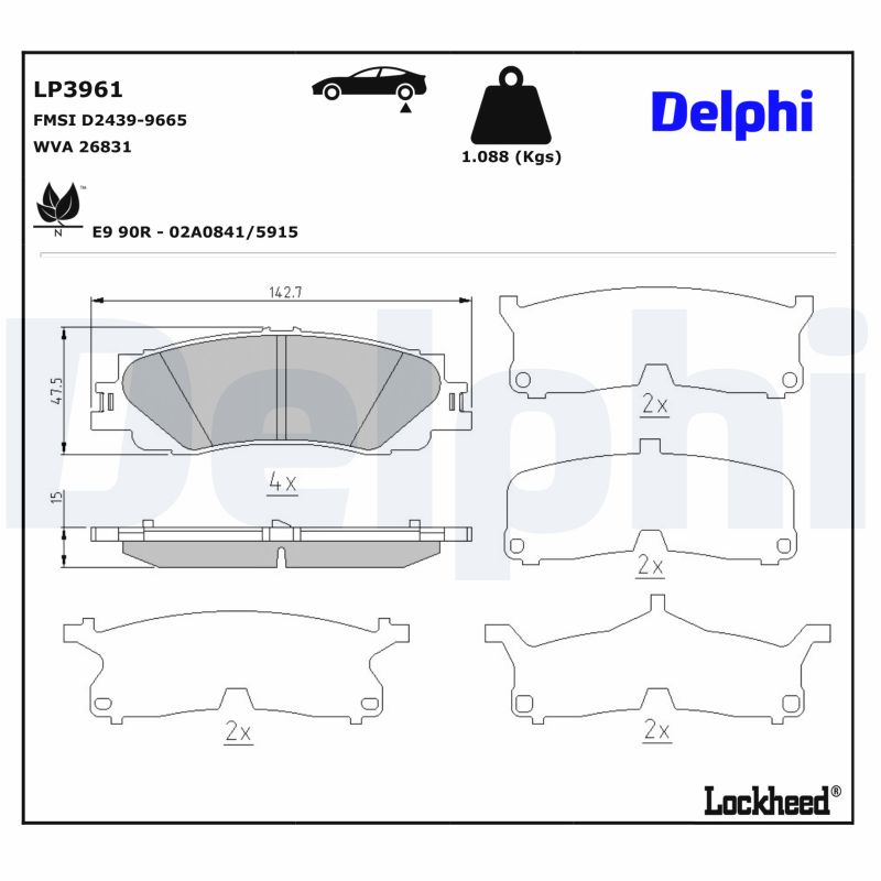 DELPHI Bremseklodser lp3961 for LEXUS