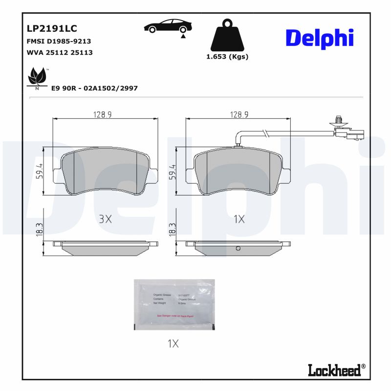 DELPHI Bremseklodser lp2191lc for OPEL VAUXHALL CHEVROLET NISSAN RENAULT