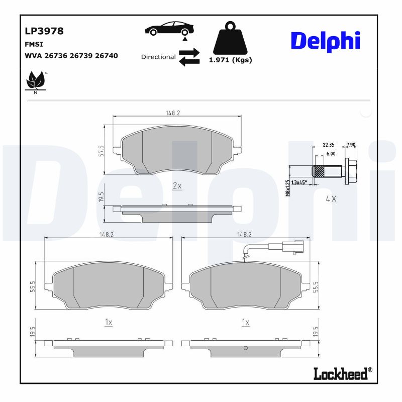 DELPHI Bremseklodser LP3978 for FIAT CITROËN (DF-PSA) TOYOTA