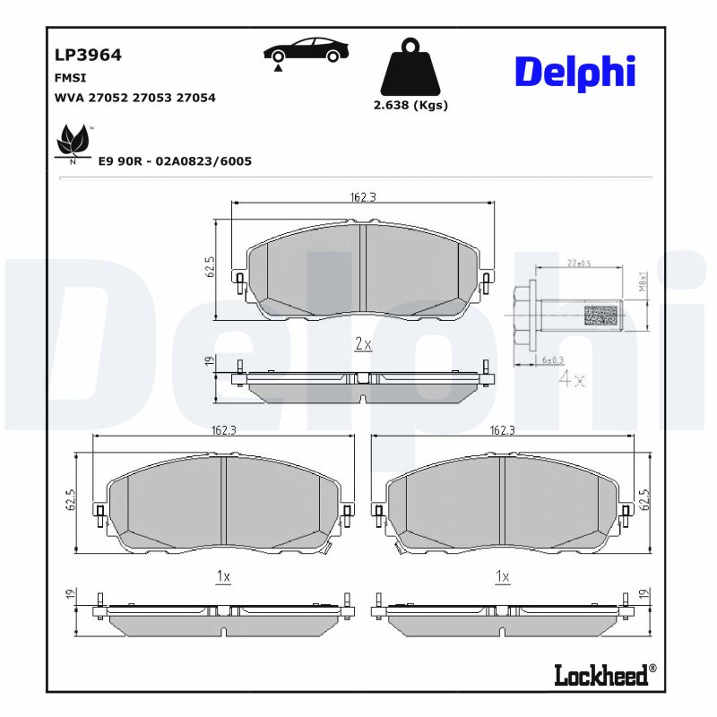 DELPHI Bremseklodser lp3964 for TOYOTA