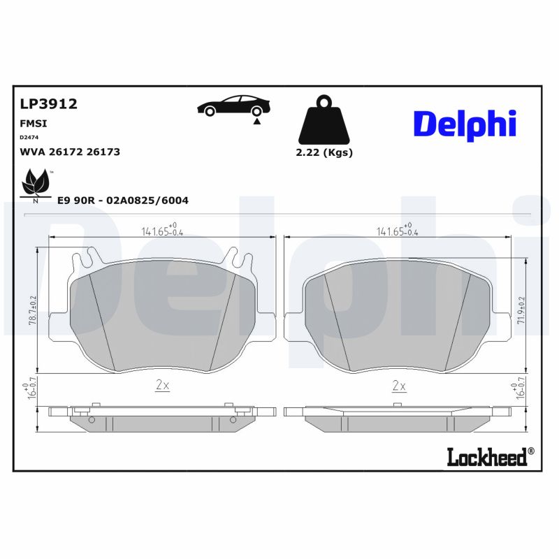 DELPHI Bremseklodser lp3912 for MERCEDES-BENZ