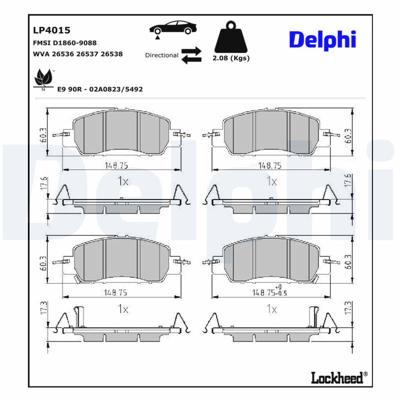 DELPHI Bremseklodser LP4015 for HONDA