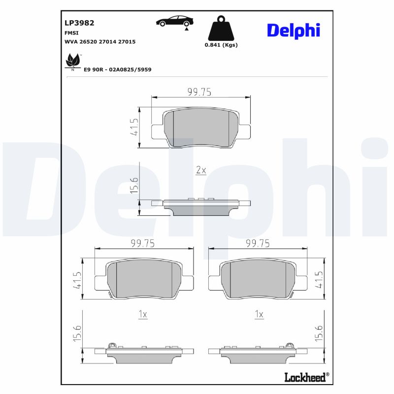 DELPHI Bremseklodser lp3982 for HYUNDAI KIA
