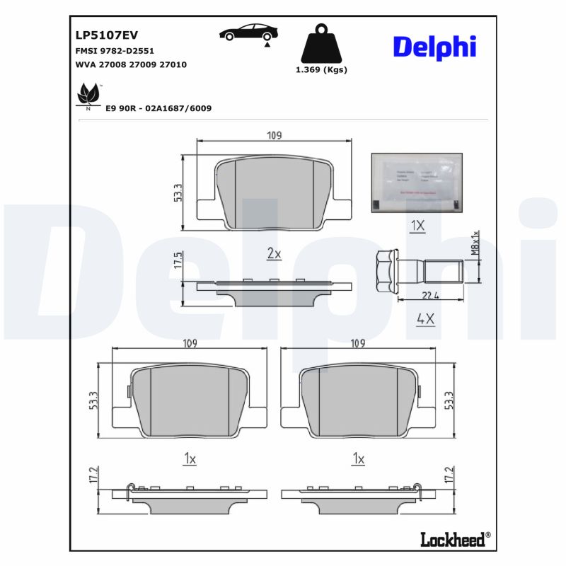 DELPHI Bremseklodser lp5107ev for VOLVO