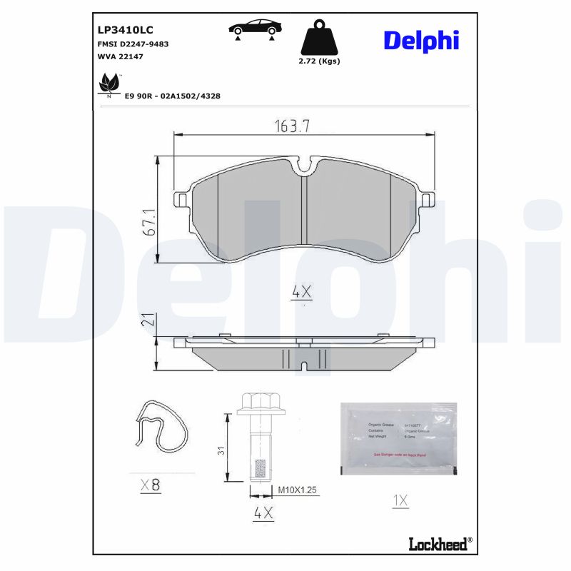 DELPHI Bremseklodser LP3410LC for MAN VW