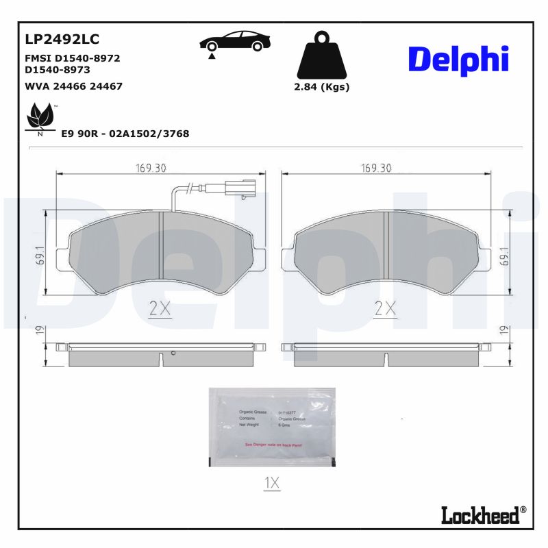 DELPHI Bremseklodser lp2492lc for FIAT PEUGEOT VAUXHALL