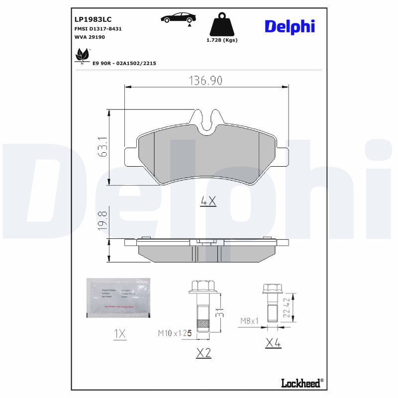 DELPHI Bremseklodser LP1983LC for MERCEDES-BENZ VW
