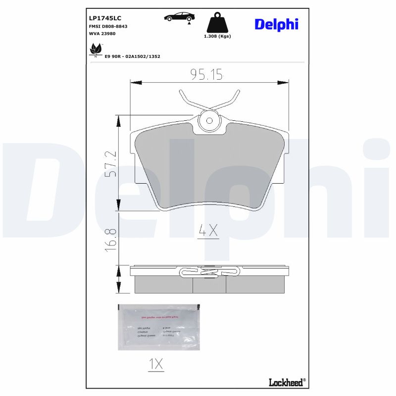 DELPHI Bremseklodser lp1745lc for OPEL VAUXHALL VW RENAULT FIAT NISSAN