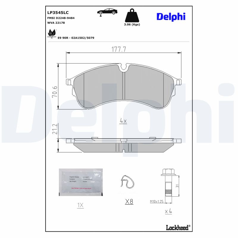 DELPHI Bremseklodser LP3545LC for MAN VW