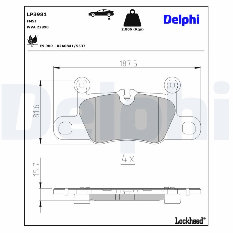 DELPHI Bremseklodser lp3981 for AUDI PORSCHE