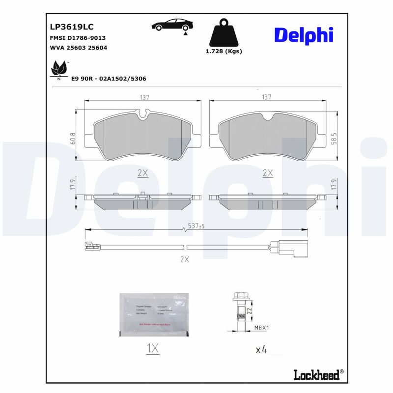 DELPHI Bremseklodser lp3619lc for FORD