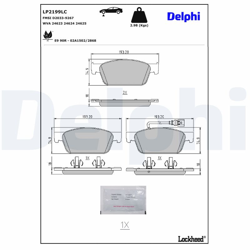 DELPHI Bremseklodser lp2199lc for VW