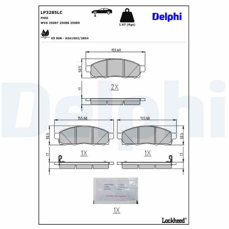 DELPHI Bremseklodser LP3285LC for NISSAN