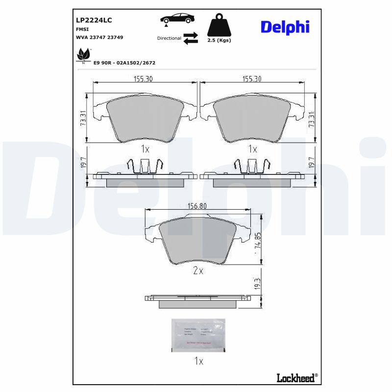 DELPHI Bremseklodser LP2224LC for VW