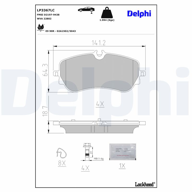 DELPHI Bremseklodser LP3367LC for MAN VW