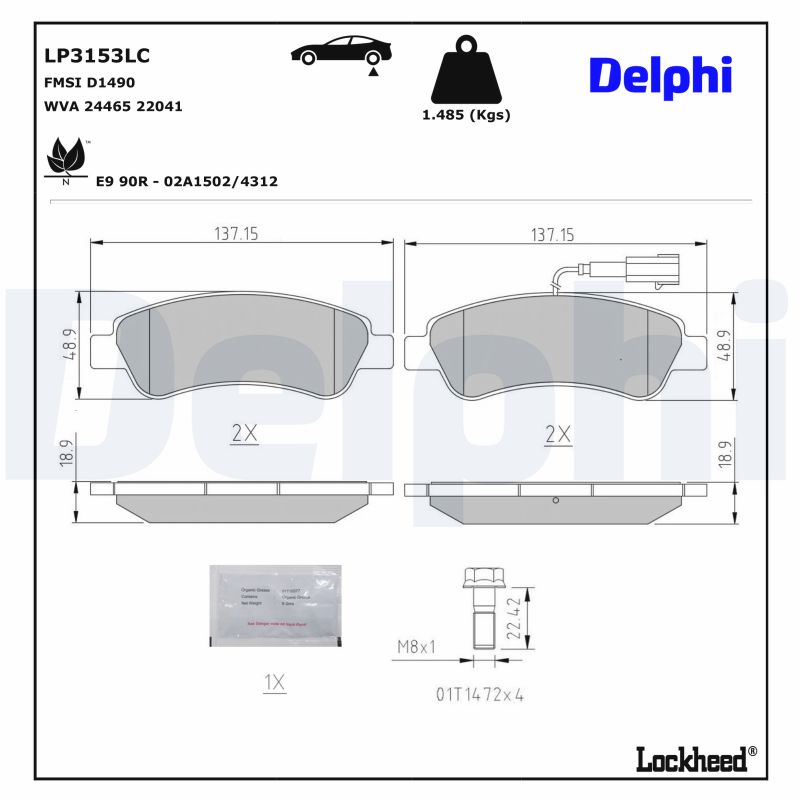 DELPHI Bremseklodser LP3153LC for FIAT PEUGEOT VAUXHALL OPEL