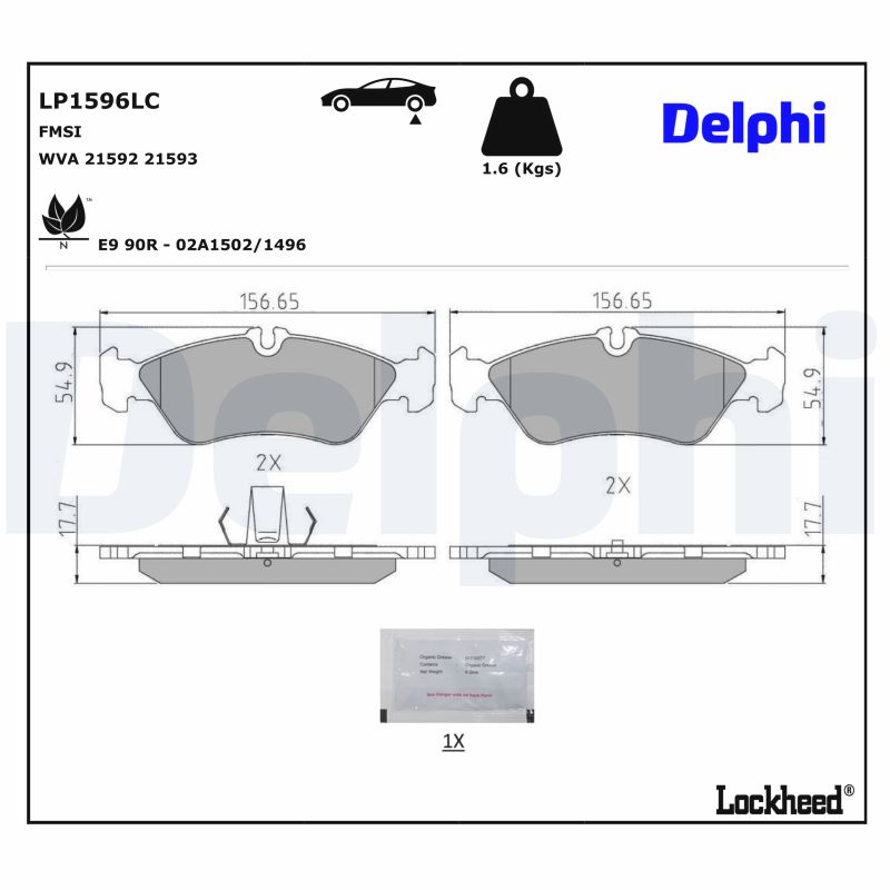 DELPHI Bremseklodser LP1596LC for VW MERCEDES-BENZ