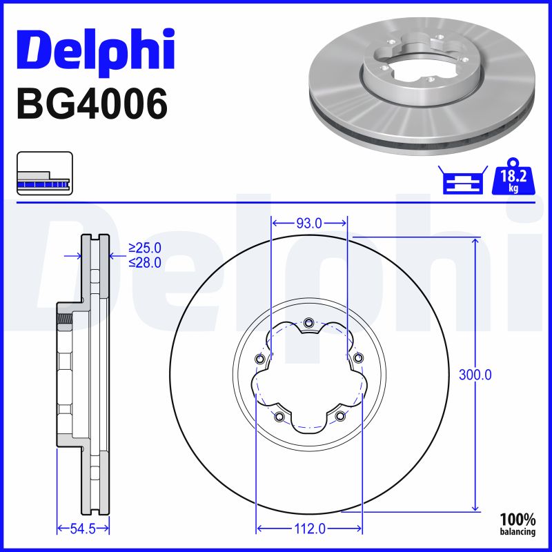 DELPHI Bremseskive bg4006 300mm 28mm for FORD
