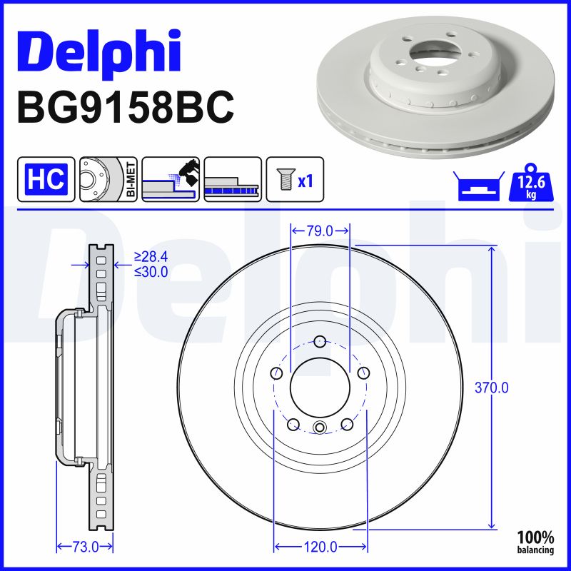 DELPHI Bremseskive bg9158bc Todelt bremseskive 370mm 30mm for BMW