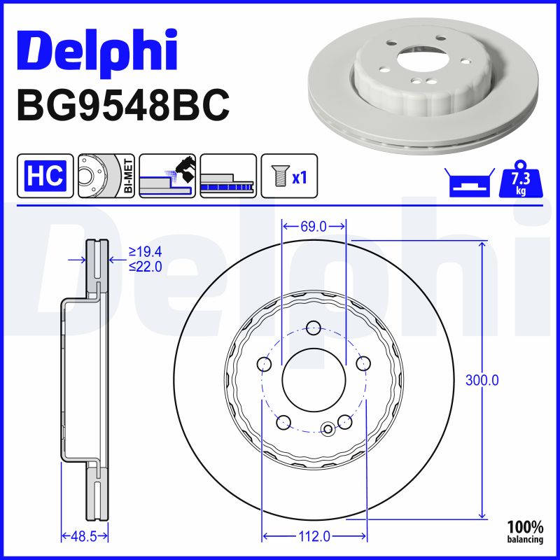 DELPHI Bremseskive bg9548bc Todelt bremseskive 300mm 22mm for MERCEDES-BENZ BEIJING BENZ (BBDC)