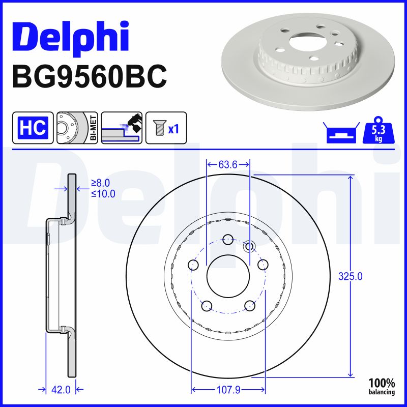 DELPHI Bremseskive bg9560bc Todelt bremseskive 300mm 10mm for JAGUAR LAND ROVER