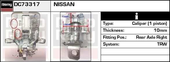 DELCO REMY Bremsekaliper dc73317 for NISSAN