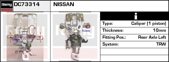 DELCO REMY Bremsekaliper dc73314 for NISSAN