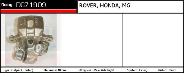 DELCO REMY Bremsekaliper dc71909 for HONDA ROVER MG