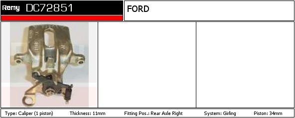 DELCO REMY Bremsekaliper dc72851 for FORD