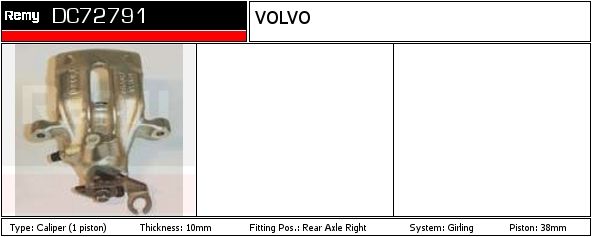 DELCO REMY Bremsekaliper dc72791 for VOLVO