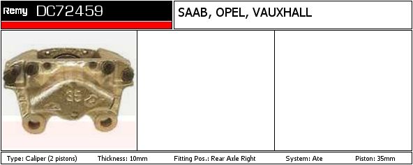 DELCO REMY Bremsekaliper dc72459 for OPEL SAAB VAUXHALL
