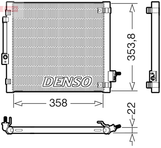 DENSO Kondensor, klimaanlæg dcn99081 venstre for TESLA