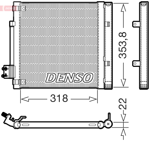 DENSO Kondensor, klimaanlæg dcn99082 højre for TESLA