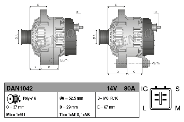 DENSO Generator dan1042 for TOYOTA