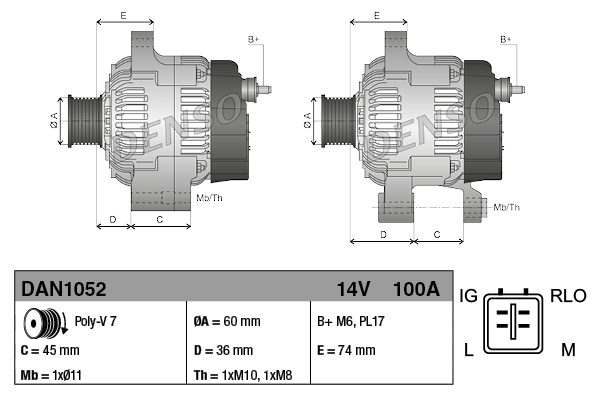 DENSO Generator dan1052 for TOYOTA