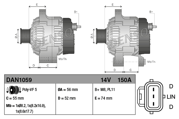 DENSO Generator dan1059 for FORD VOLVO