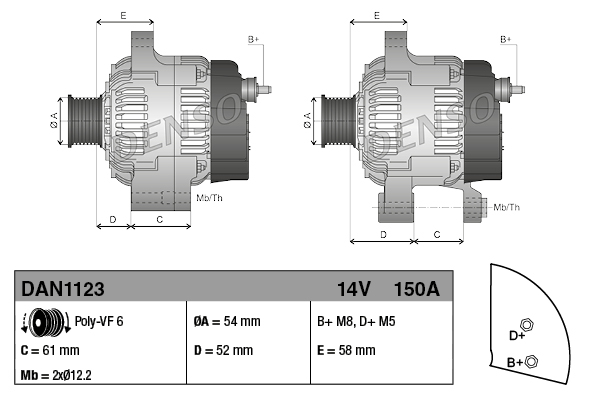 DENSO Generator dan1123 for ALFA ROMEO FIAT