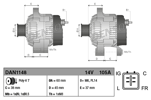 DENSO Generator dan1148 for HONDA