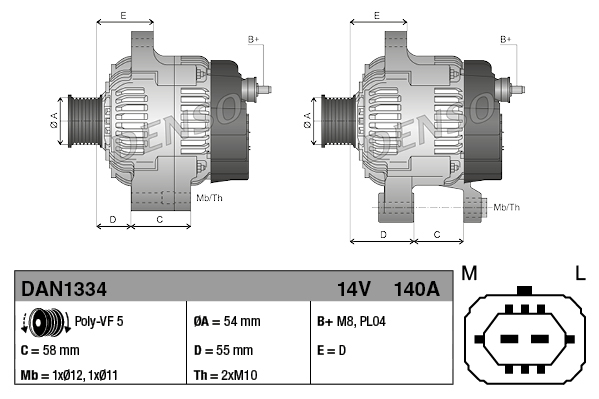 DENSO Generator dan1334 for OPEL