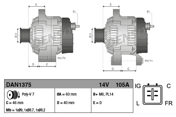 DENSO Generator dan1375 for HONDA