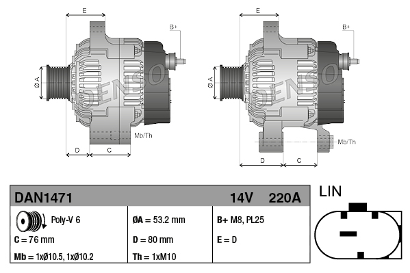 DENSO Generator dan1471 for BMW
